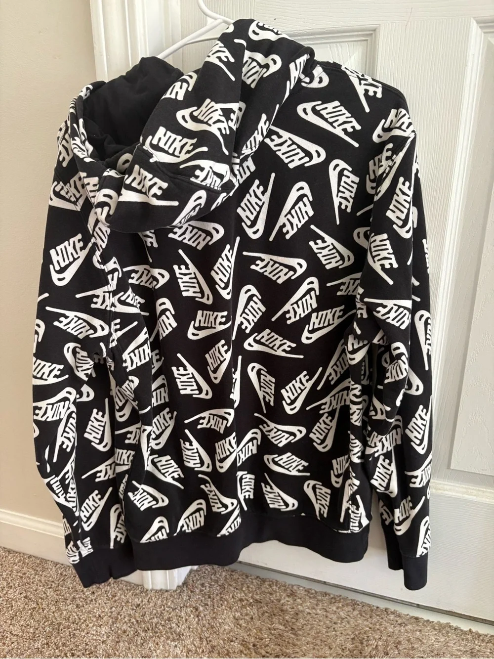 Nike Black & White Logo All-Over Print Hoodie